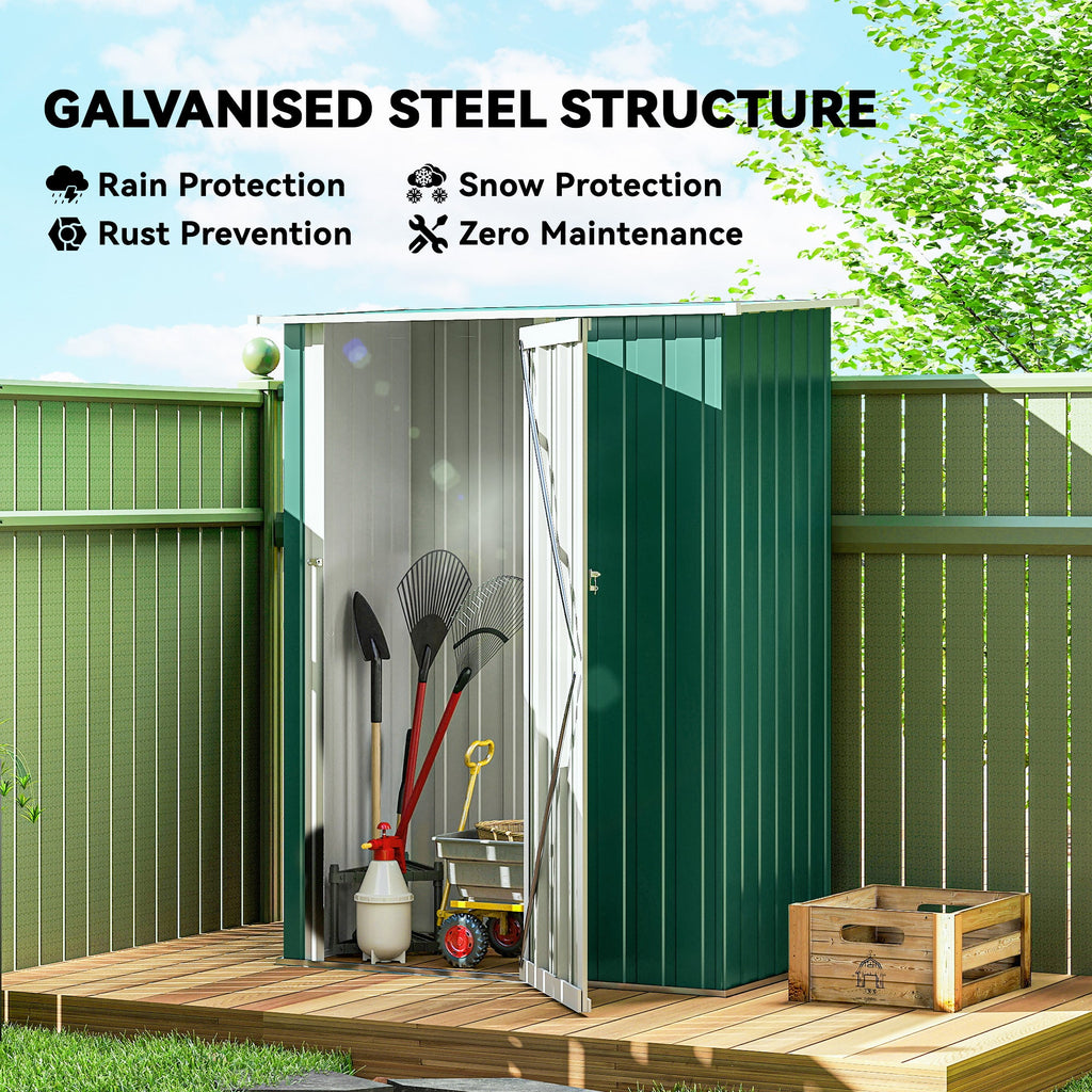5x3 Garden Shed Metal Outdoor Tool Shed with Sloped Roof, Lockable Door for Gardeners Outsunny