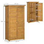 Wooden Garden Storage Shed, Compact Utility Sentry Unit, 3-Tier Shelves Tool Cabinet Organizer with Asphalt Roof and Shutter Design, 87cm x 47cm x 160cm Outsunny
