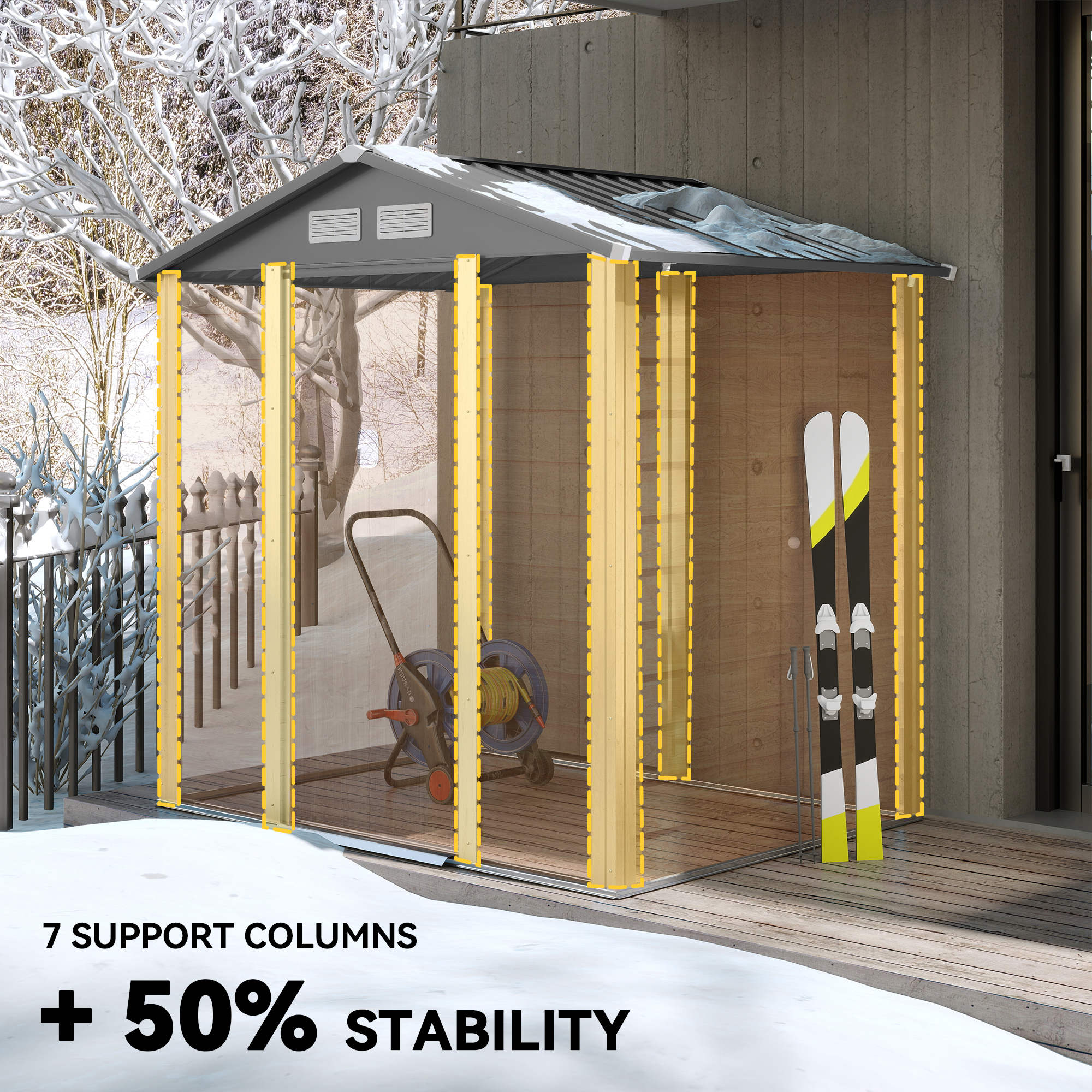 6.5 x 5ft Metal Garden Shed, House Hut Gardening Tool Storage with Ventilations, Sliding Door, Sloped Roof for Garden, Patio Outsunny