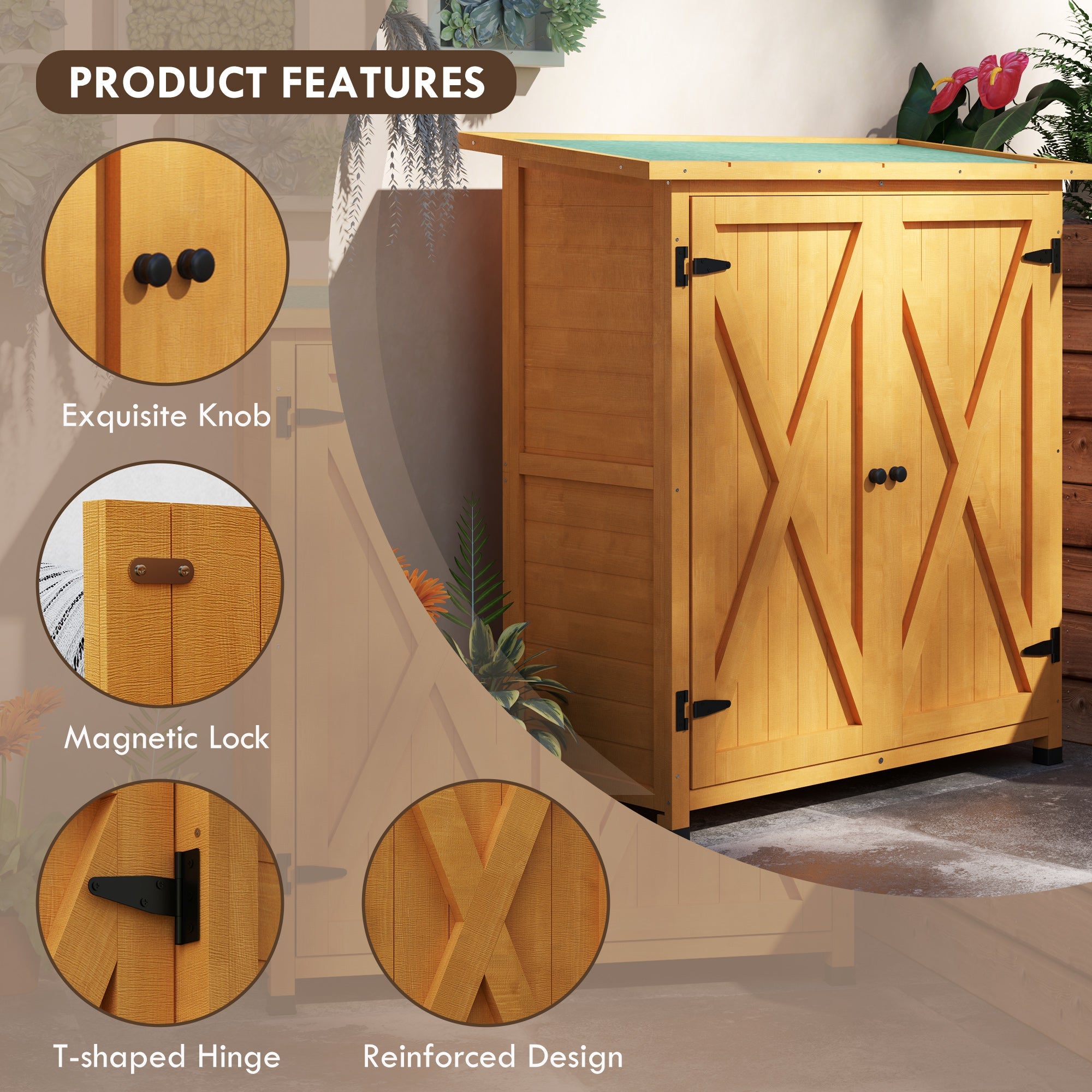 46.5 x 97cm Compact Wooden Storage Shed Outsunny