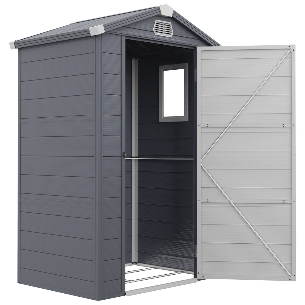 4.4ft x 3.3ft size Aluminium Frame and Plastic Wall Shed, with Foundation Outsunny
