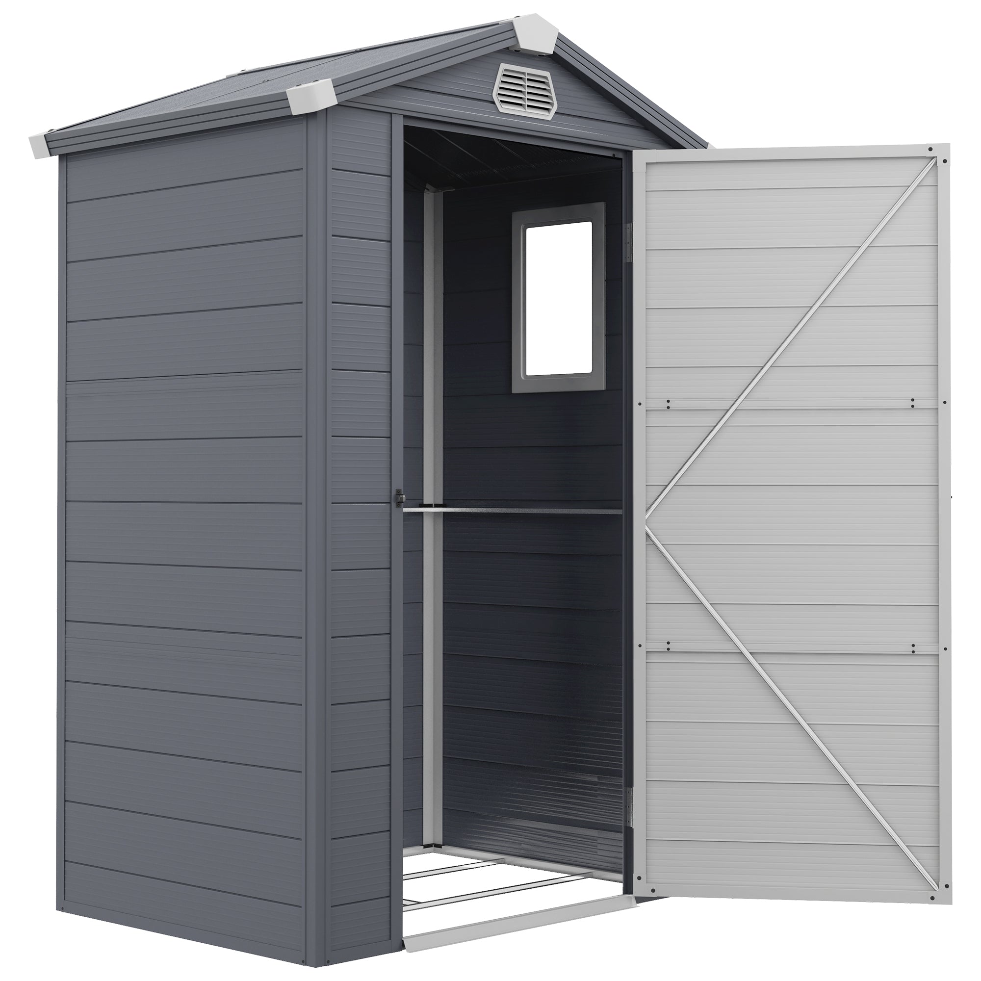 4.4ft x 3.3ft size Aluminium Frame and Plastic Wall Shed, with Foundation Outsunny