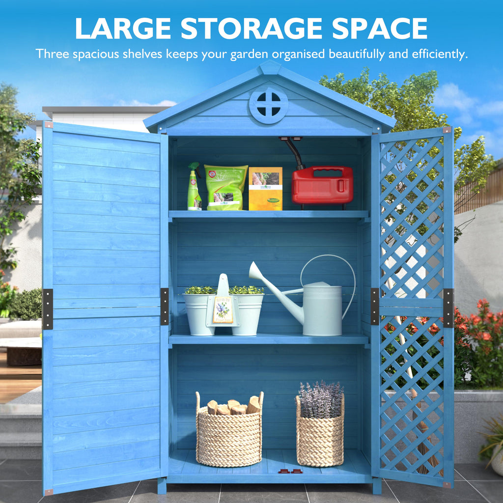 Outdoor Wooden Storage Shed with Ventilation Slots, Weatherproof Roof, Fir Wood Tool House for Garden, Backyard, 90L x 56.5W x 175.5H cm AU Store