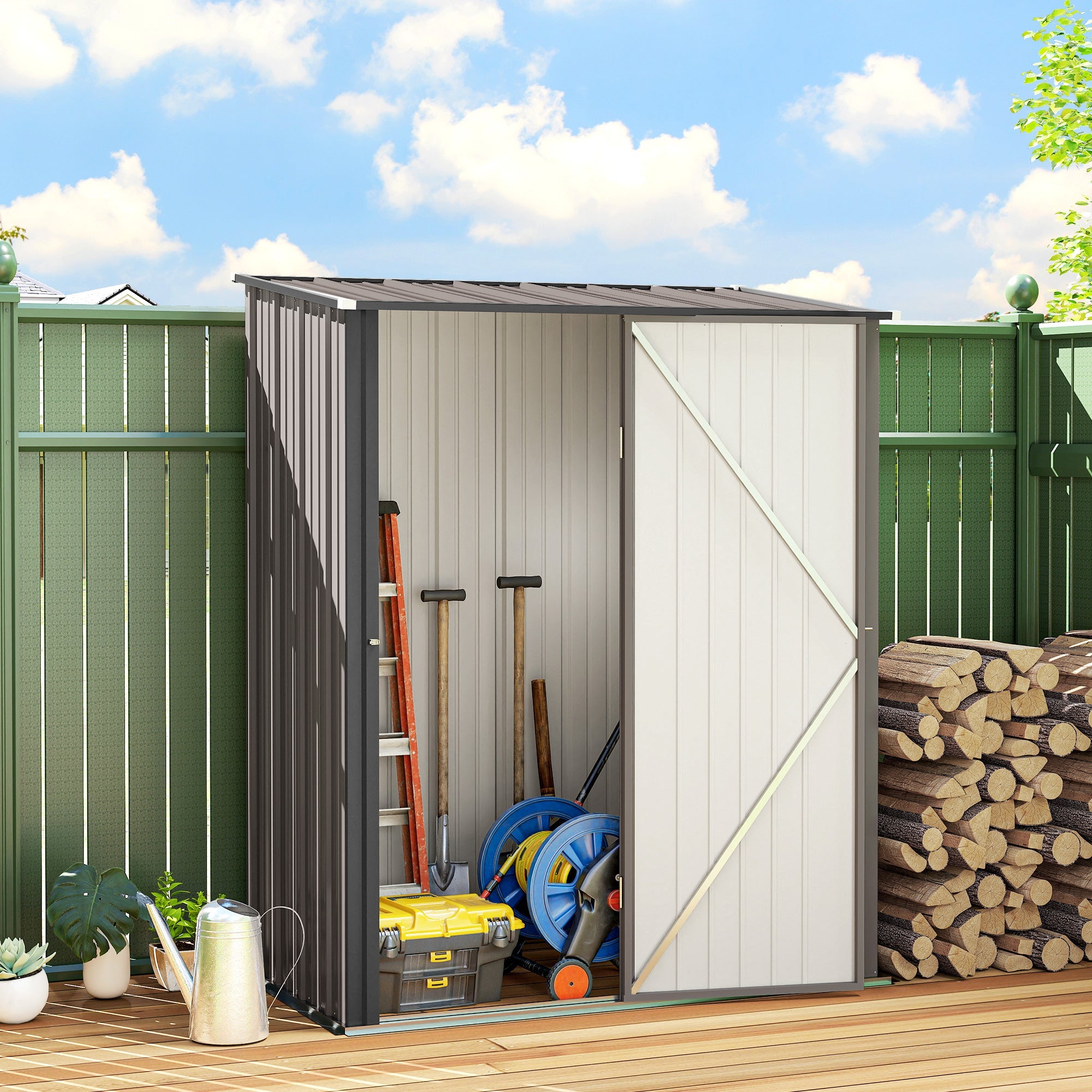 5.3 x 3.1ft Corrugated Steel Garden Shed Outsunny