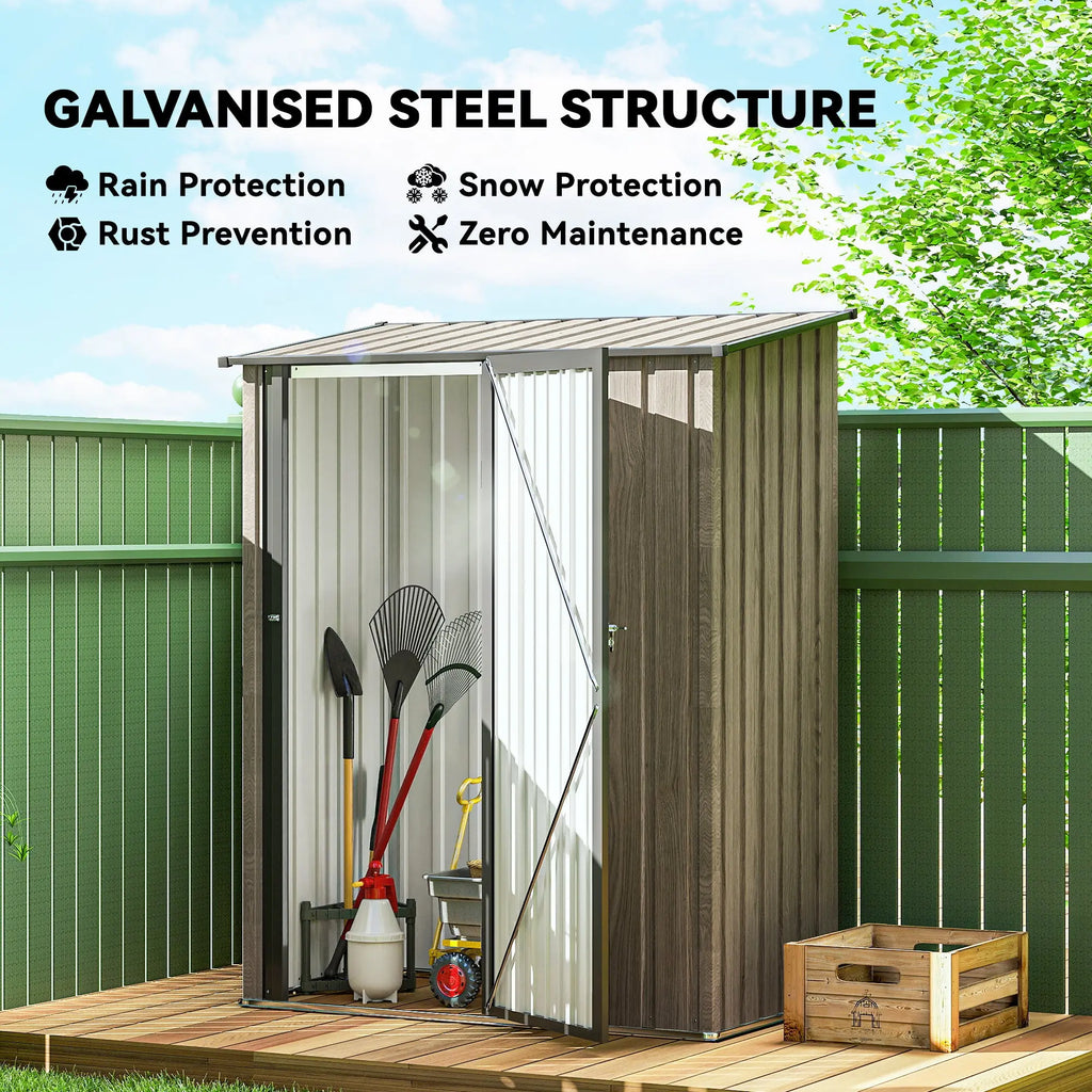 5x3 Garden Shed with Sloped Roof, Lockable Door for Tools and Equipment Storage Outsunny