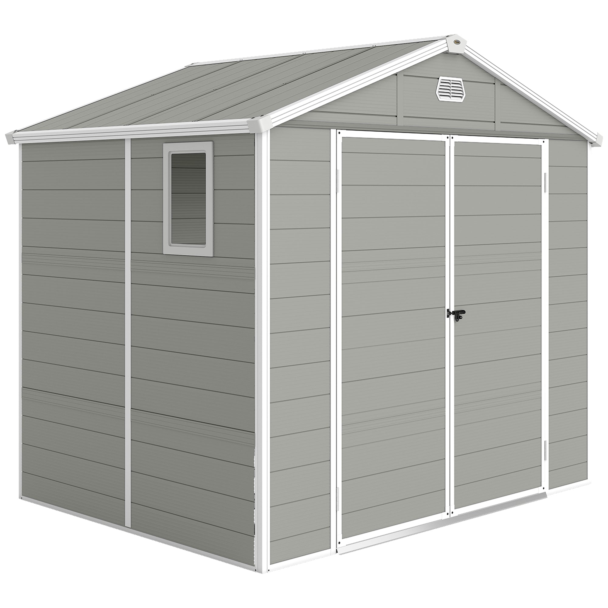 7.9ft x 6.2ft Aluminium Frame and Plastic Wall Shed, with Foundation Outsunny