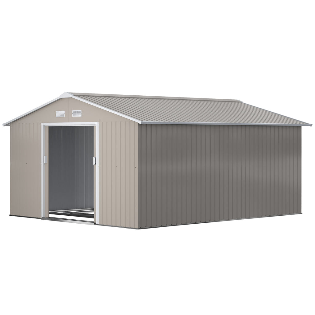 13 x 11ft Large Garden Shed, Mental Garden Storage Shed with Foundation Kit Ventilation & Doors