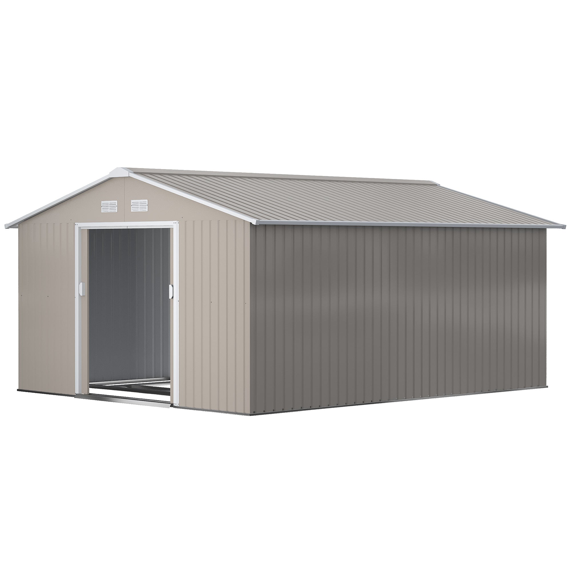 13 x 11ft Large Garden Shed, Mental Garden Storage Shed with Foundation Kit Ventilation & Doors
