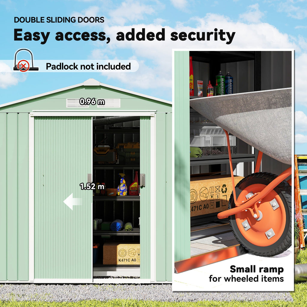 7 x 4ft Metal Garden Shed, Outdoor Storage Tool House with Ventilation Slots, Foundation Kit and Lockable Double Doors Outsunny