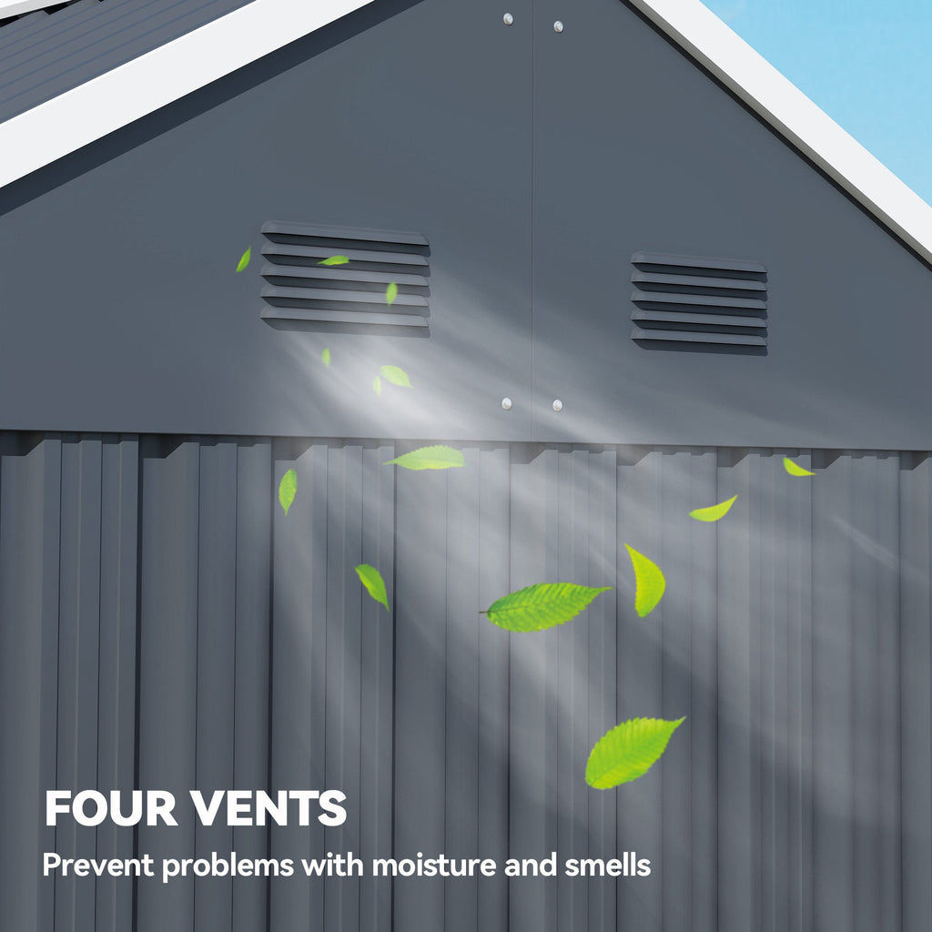 7 x 6ft Galvanised Garden Shed, with Latch Outsunny