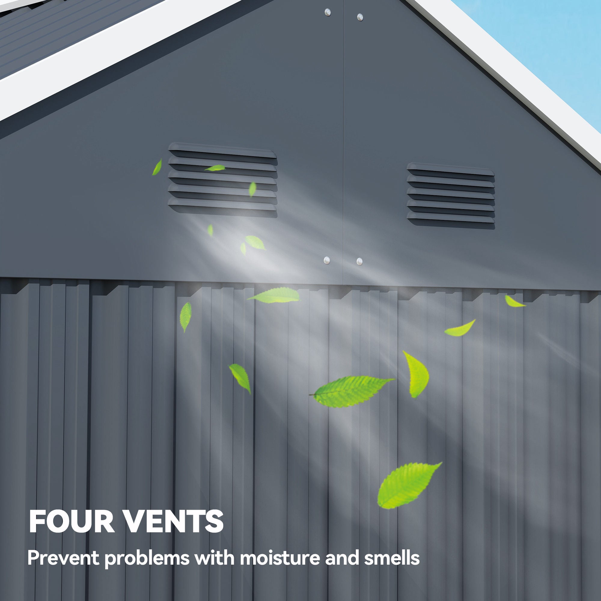 7 x 6ft Galvanised Garden Shed, with Latch Outsunny