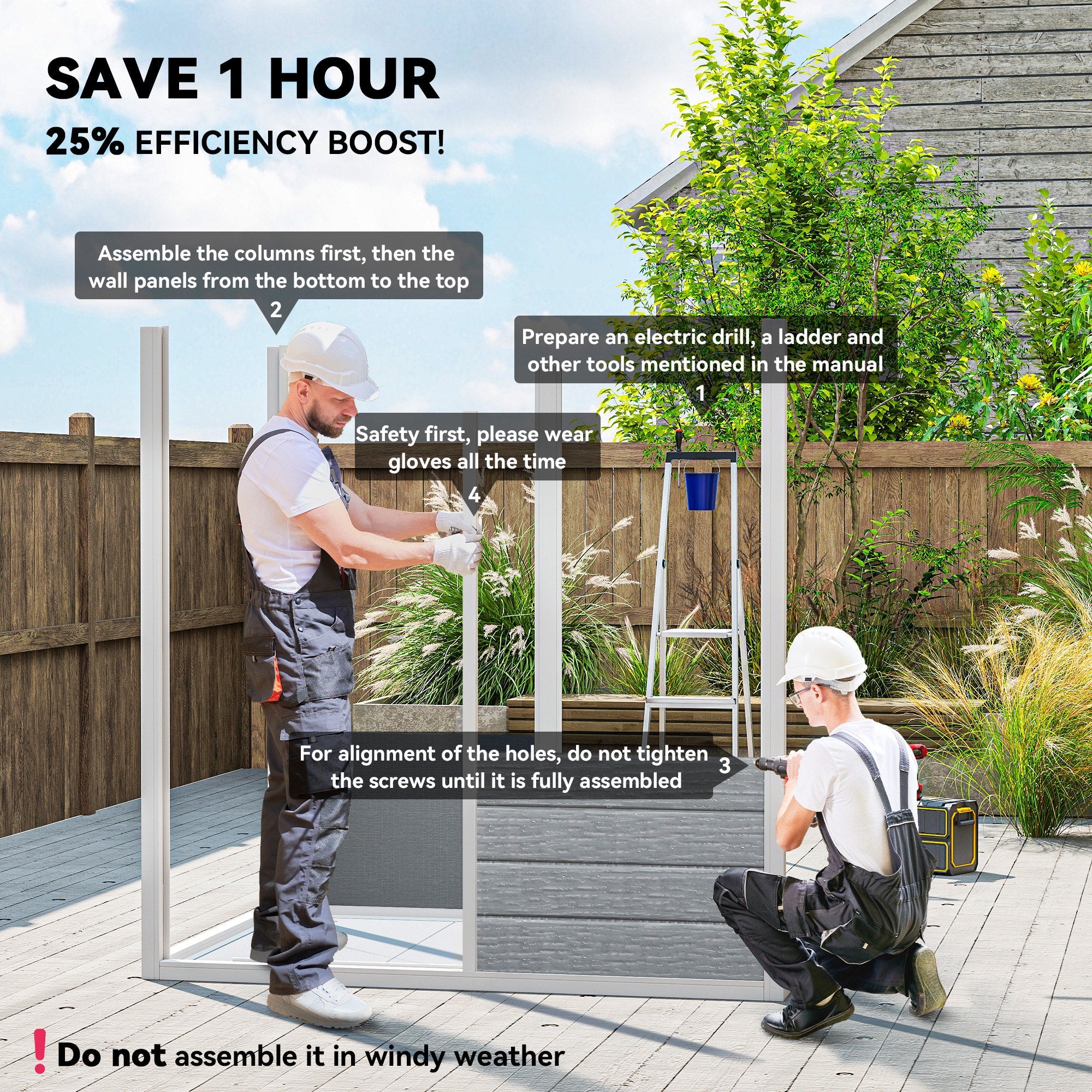 6 x 4ft Garden Shed, Plastic Shed with Floor, Window, Lockable Door and Vents, Wood Effect Resin Tool Shed for Outdoor, Grey Outsunny