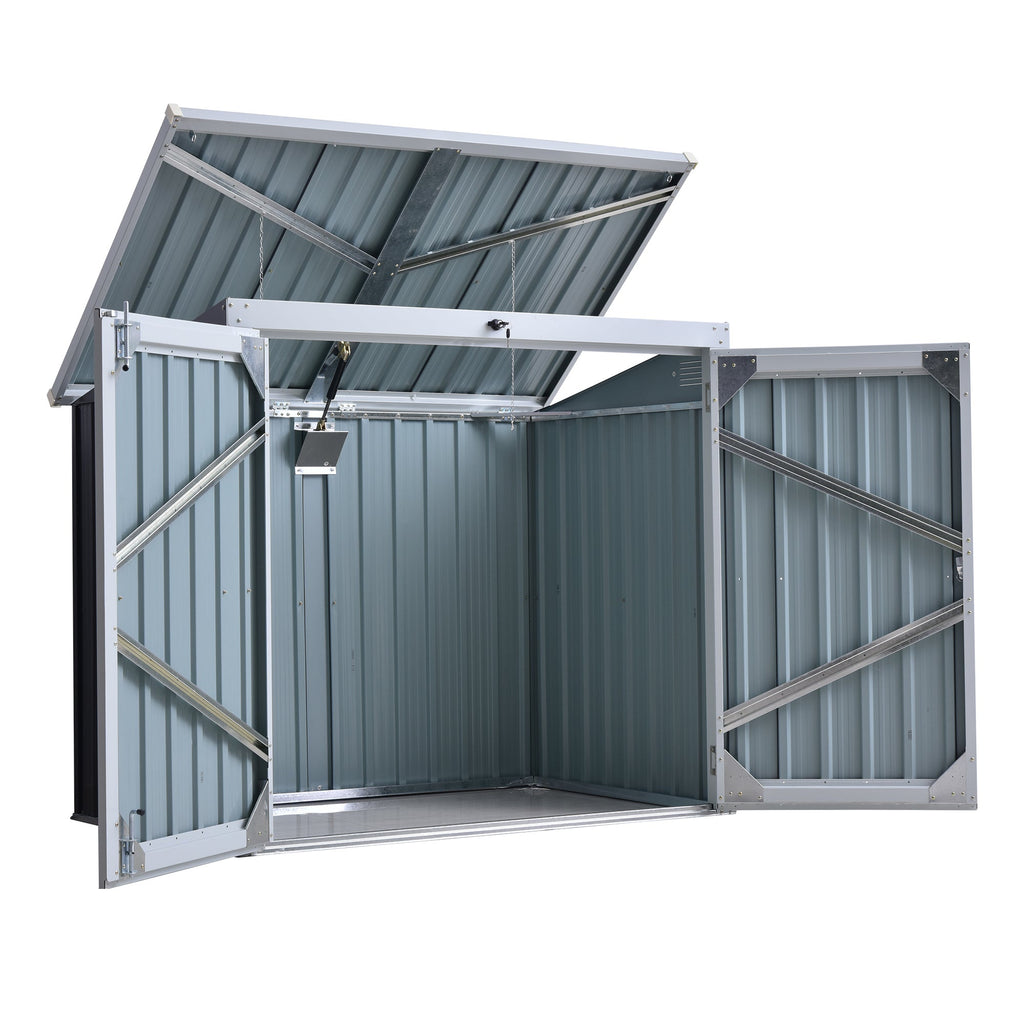 3.2 x 5.1ft Corrugated Steel Two-Bin Storage Shelter Outsunny