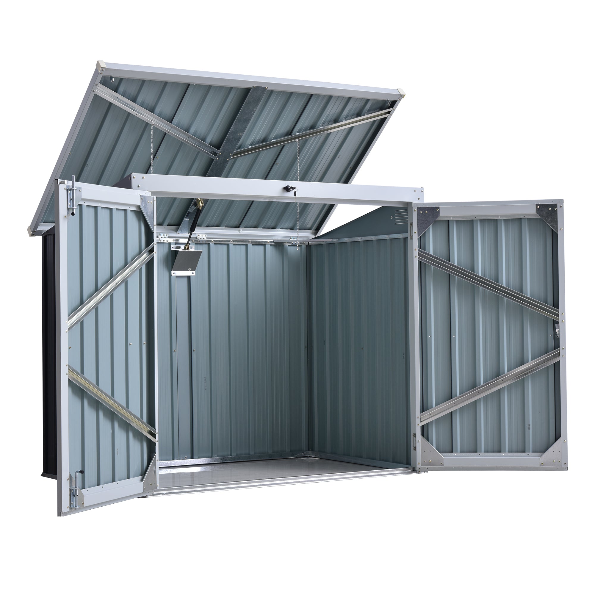 3.2 x 5.1ft Corrugated Steel Two-Bin Storage Shelter Outsunny