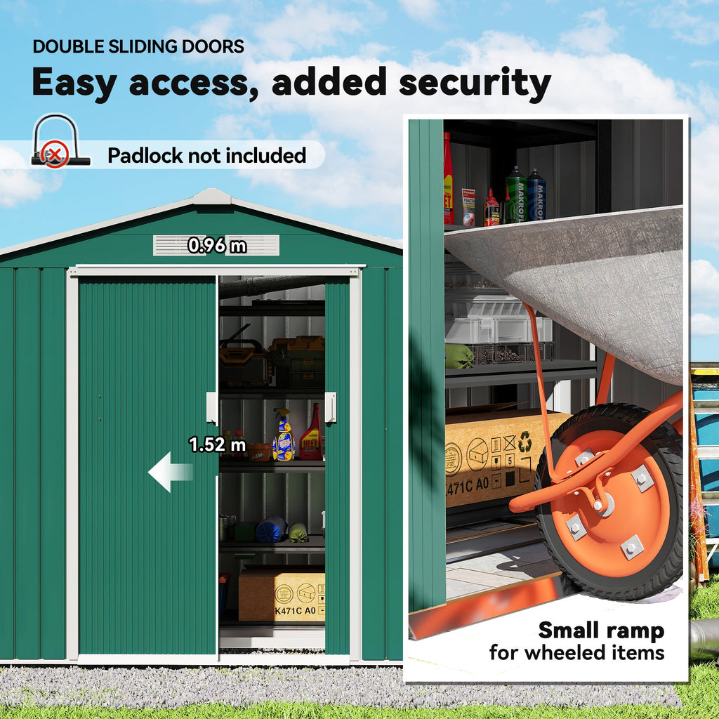7 x 4ft Metal Garden Shed, Outdoor Storage Tool House with Ventilation Slots, Foundation Kit and Lockable Double Doors Outsunny