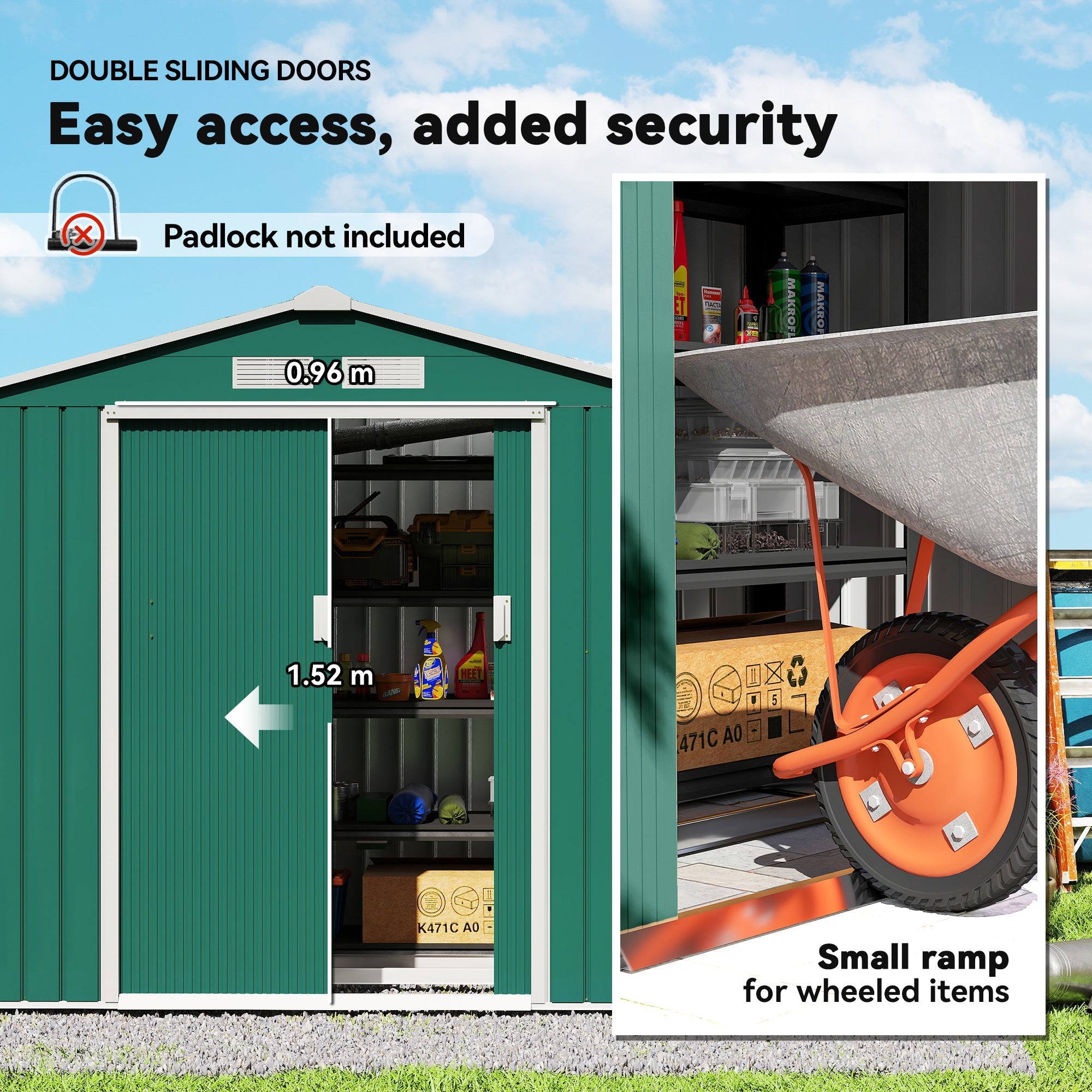 7 x 4ft Metal Garden Shed, Outdoor Storage Tool House with Ventilation Slots, Foundation Kit and Lockable Double Doors Outsunny