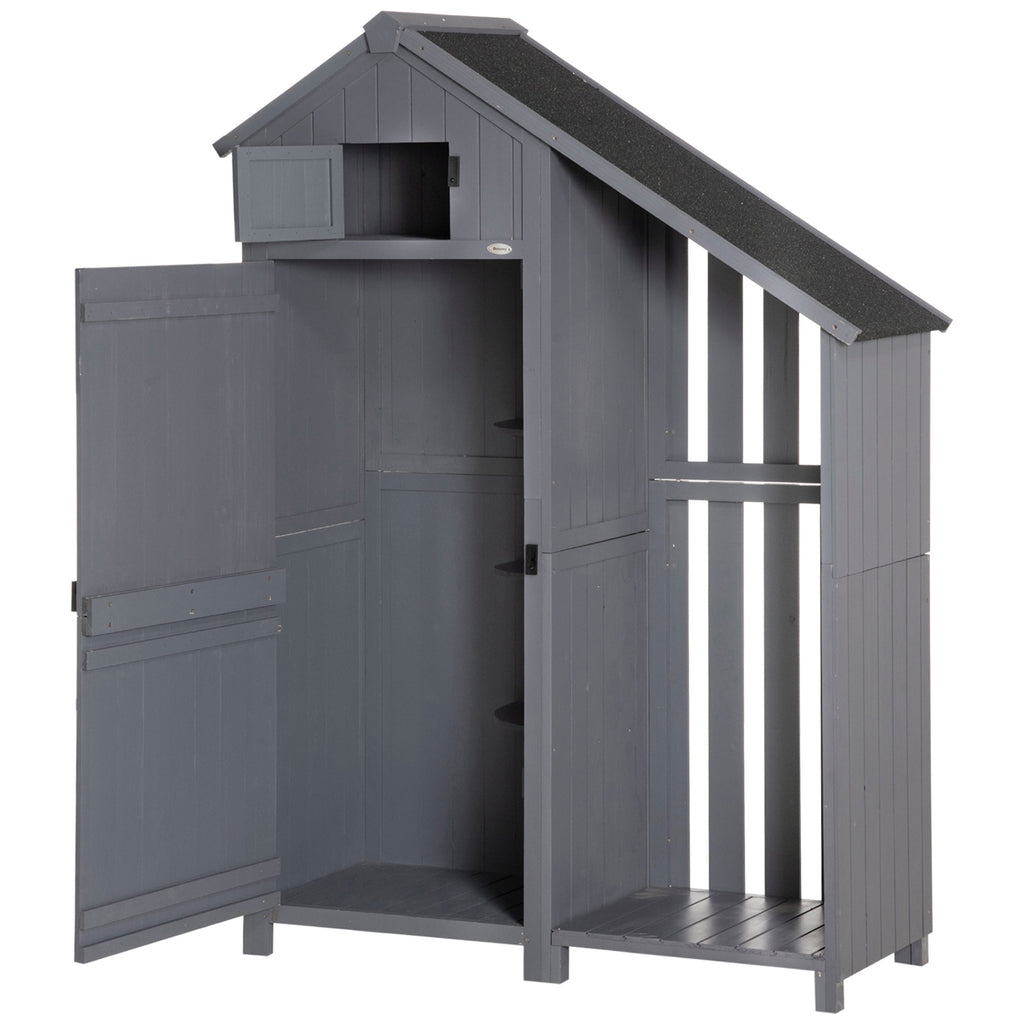 Garden Outdoor Storage Shed Outdoor Tool Shed with 3 Shelves and Tilt Roof, 129x51.5x180cm, Grey Outsunny