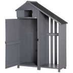 Garden Outdoor Storage Shed Outdoor Tool Shed with 3 Shelves and Tilt Roof, 129x51.5x180cm, Grey Outsunny
