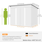 8.5 x 6ft Metal Shed with Lightsky Panels, Garden Storage Tool House with Double Doors for Garden, Patio and Lawn Outsunny