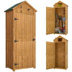 Garden Shed Wood Outdoor Garden Tool Storage Unit with 3 Detachable Shelves, 77 x 54.2 x 179cm Outsunny