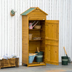 Wooden Garden Storage Shed Utility Gardener Cabinet w/ 3 Shelves and 2 Door, 191.5cm x 79cm x 49cm, Natural wood effect Outsunny