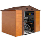 9 x 6ft Metal Garden Shed, House Hut Gardening Tool Storage with Ventilations, Sliding Door, Sloped Roof for Garden, Patio Outsunny