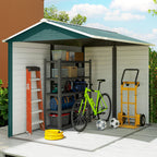 9x 6FT Metal Outdoor Garden Shed, Galvanised Tool Storage Shed w/ Sloped Roof, Lockable Door for Patio Lawn, Green Outsunny