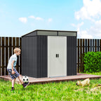 6.5 x 4FT Galvanised Metal Shed with Foundation Kit, Lockable Tool Garden Shed with Double Sliding Doors, Vents Outsunny