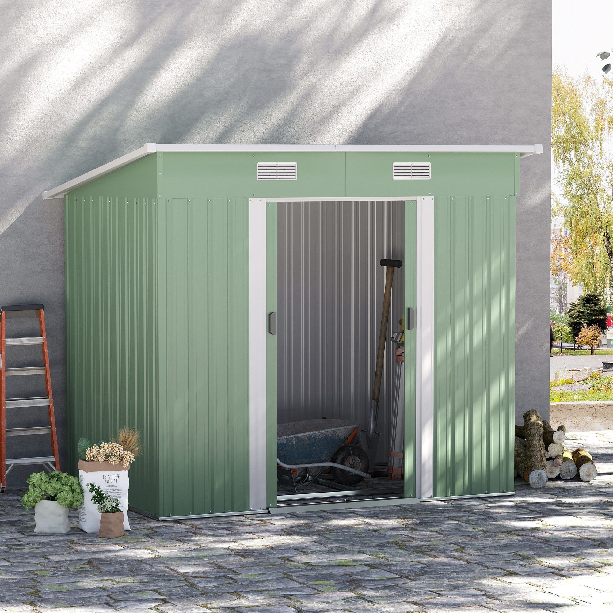 7 x 4ft Outdoor Garden Metal Storage Shed, Tool Storage Box for Backyard, Patio and Lawn Outsunny