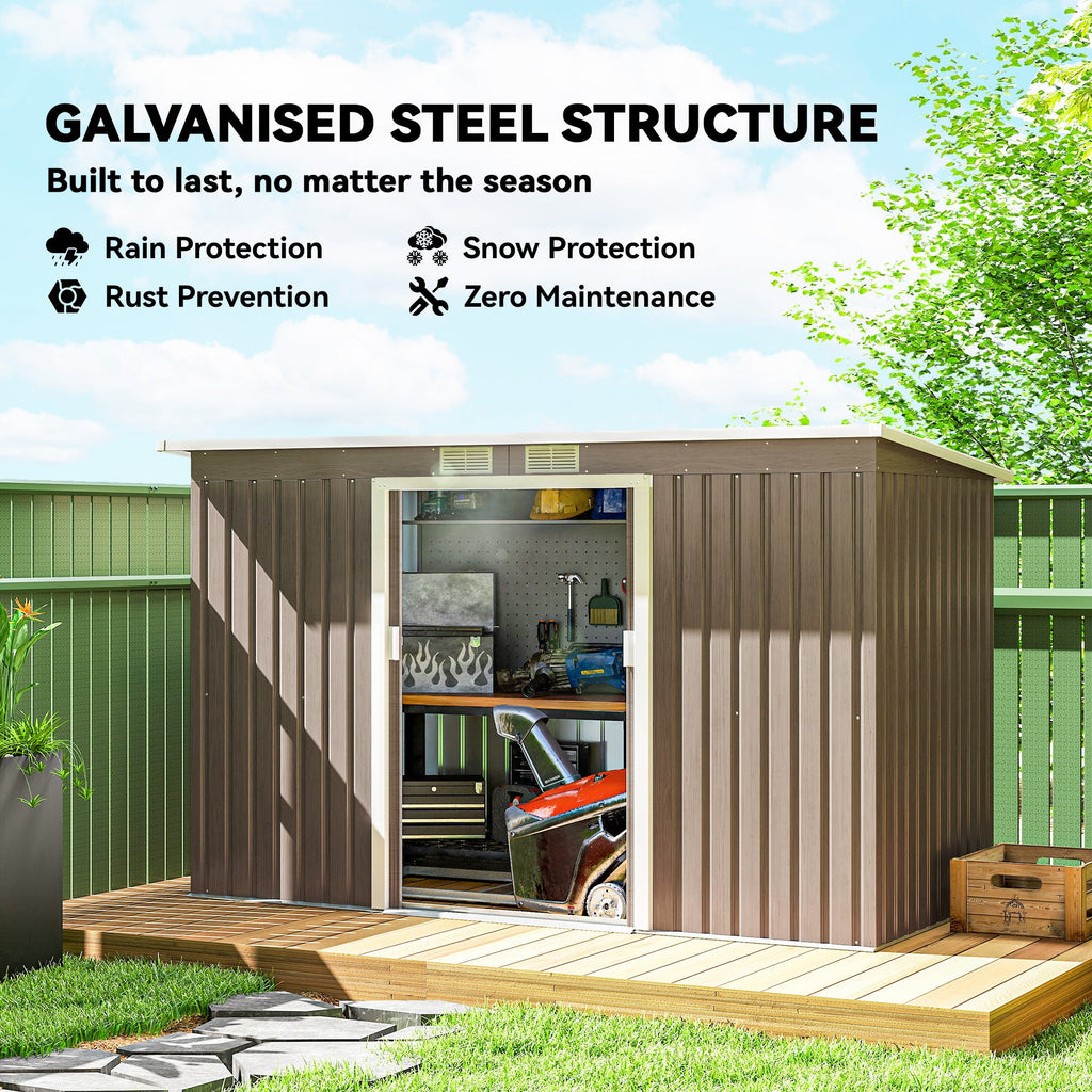 4 x 9ft Metal Shed, with Foundation Shed Outsunny