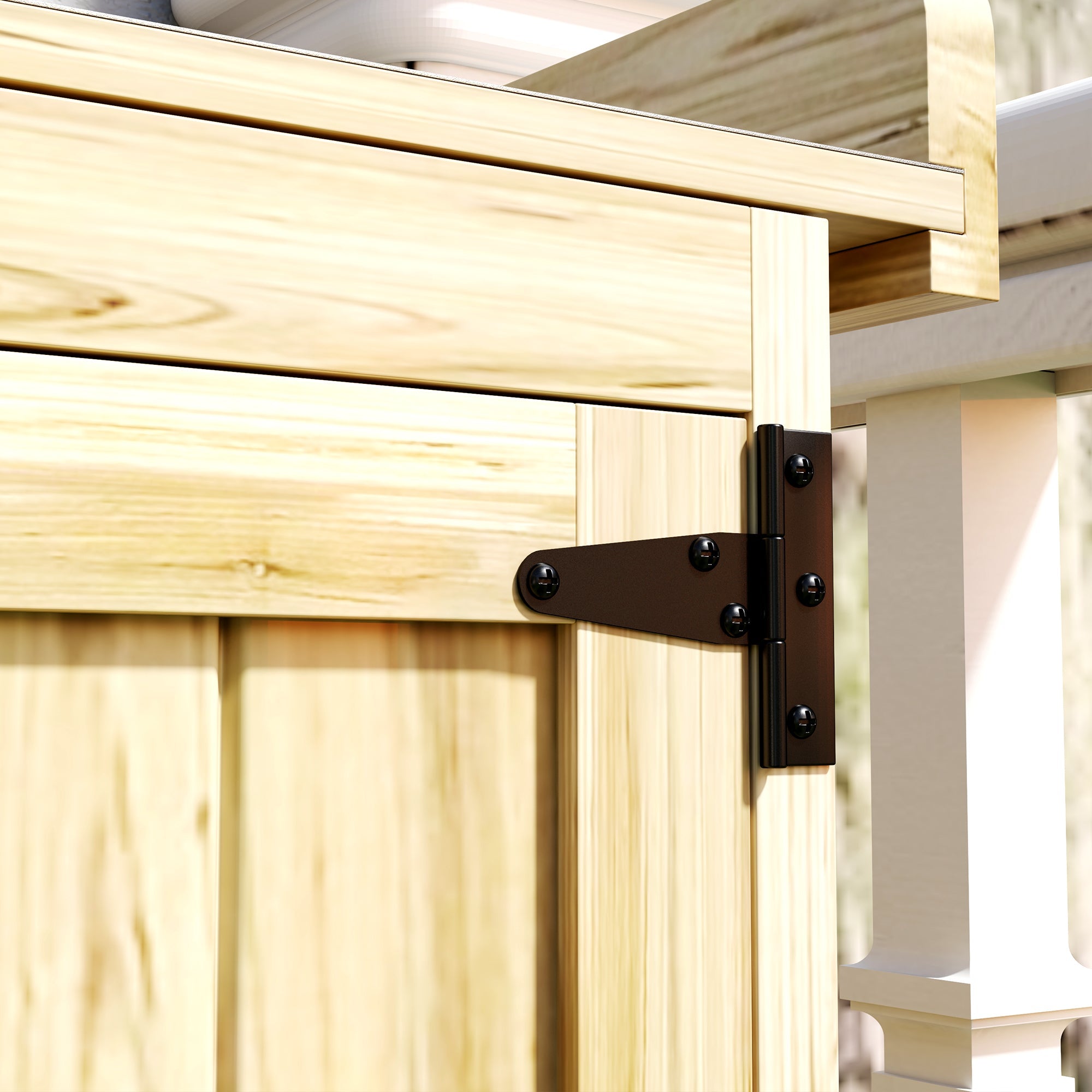 43 x 74cm Fir Wood Shed, with Metal Worktop - Natural Finish Outsunny