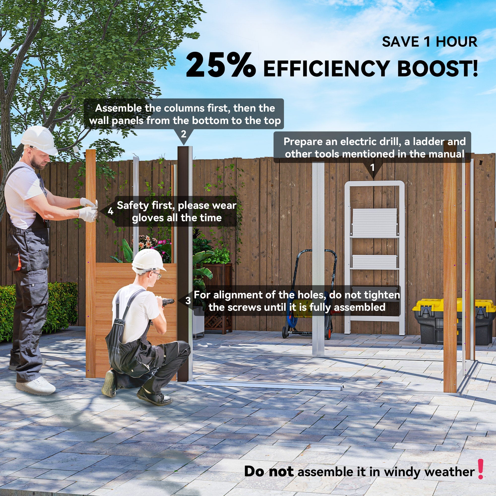 9 x 6ft Galvanised Steel Shed Wood-Effect Outsunny