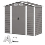 7 x 4ft Garden Shed, Easy to Assemble, Upgraded Galvanised Steel Frame with Foundation Kit, Double Doors with Lock, Outdoor Metal Shed with Vents and Gloves, Garden Storage Shed Outsunny