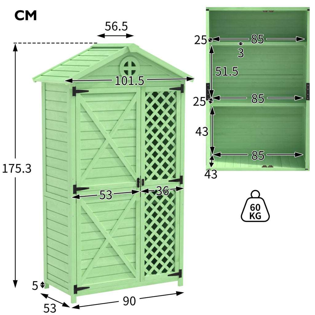 Weatherproof Fir Wood Tool House with Ventilation, Stable Construction, Outdoor Wood Garden Storage Shed, 90L x 56.5W x 175.5H cm AU Store