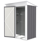 Metal Garden Shed, Outdoor Lean-to Shed for Tool Motor Bike, with Adjustable Shelf, Lock, Gloves, 5'x3'x6' Outsunny