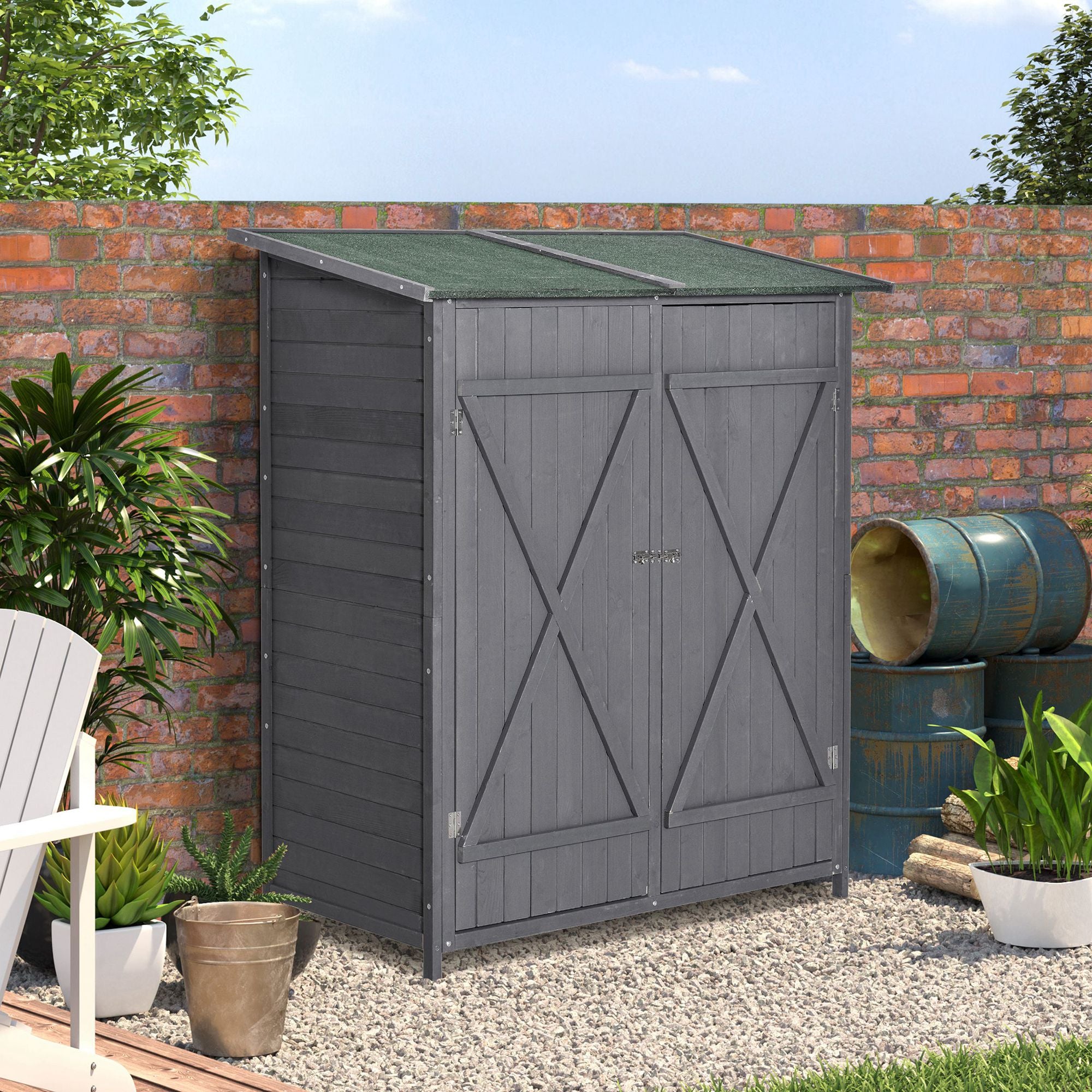 139 x 75 Fir Wood Garden Shed, with Asphalt Roof