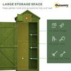Small Shed, Tall Slim Wooden Garden Shed with 3 Removable Shelves and Roof Hatch, Compact Outdoor Tool Storage Cabinet with Asphalt Roof and Door Latch, 77 x 54.2 x 179 cm Outsunny