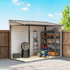 5 x 9ft Galvanised Metal Garden Shed with Foundation Kit, Outdoor Lean-to Shed, Tool Storage House with Lockable Doors, Gloves and 2 Air Vents for Patio Outsunny
