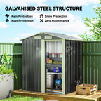 Garden Metal Tool Storage Shed with Sliding Door, Sloped Roof and Foundation Kit, 152 x 132 x 188cm Outsunny