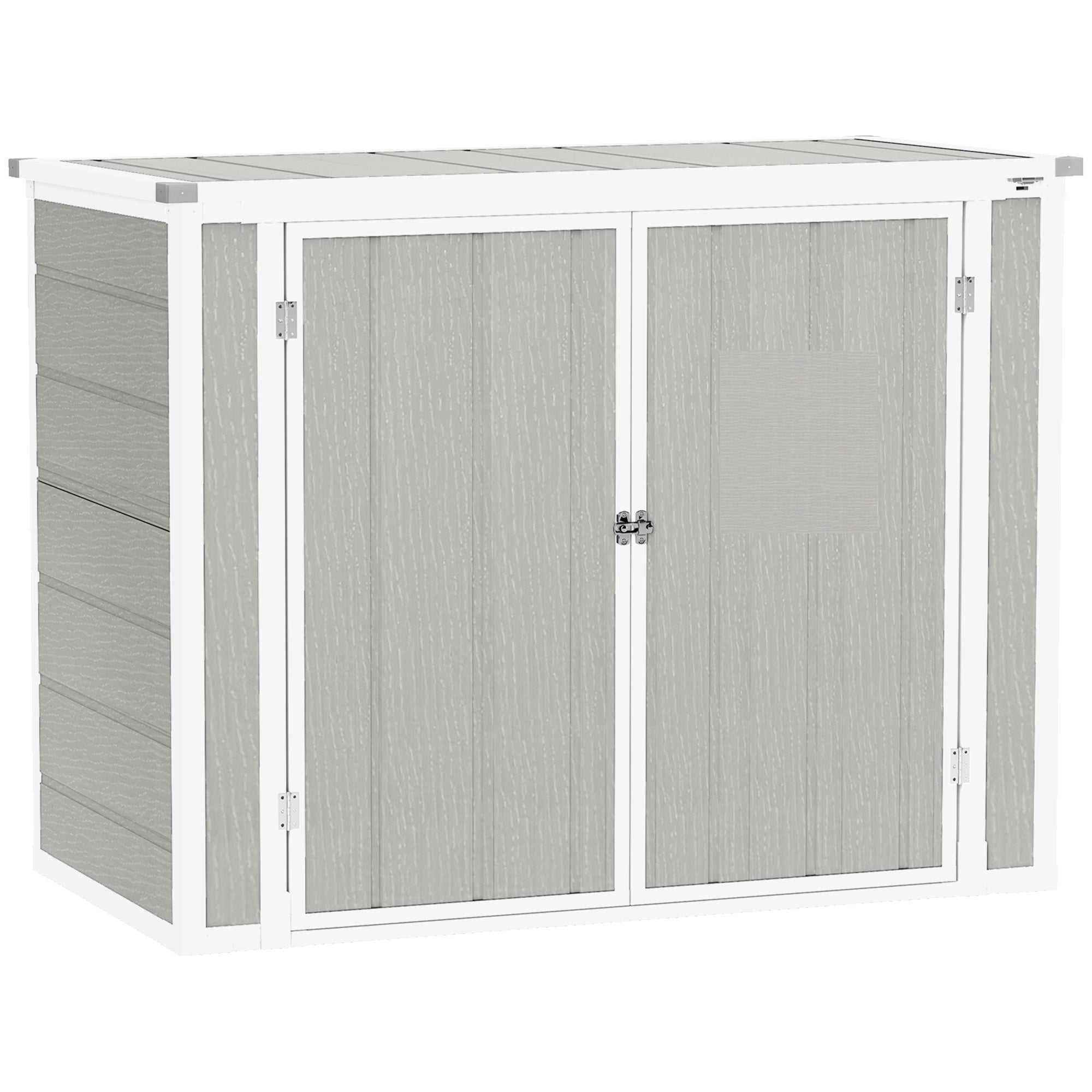 4.7 x 2.5FT Garden Shed, Lockable Outdoor Storage with Openable Lid, Small Shed for 2 Trash Cans, Tools, Patio Outsunny