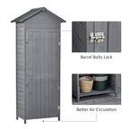 Wooden Garden Storage Shed Utility Gardener Cabinet w/ 3 Shelves, Tilted-felt Roof and Two Lockable Doors, 79cm x 49cm x 191.5cm, Dark Grey Outsunny