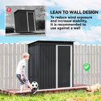 5 x 3ft Garden Storage Shed with Sliding Door and Sloped Roof Outdoor Equipment Tool Outsunny