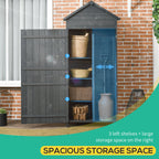 Garden Shed 4-Tier Wooden Garden Outdoor Shed 3 Shelves Utility Gardener Cabinet Lockable 2 Doors Outsunny