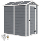4 x 6ft Garden Shed, Plastic Shed with Floor, Window, Lockable Door and Vents, Resin Tool Shed for Outdoor Patio Storage, Zero Maintenance, Grey Outsunny