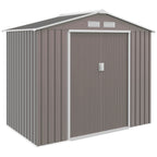 7ft x 4ft Lockable Garden Metal Storage Shed Storage Roofed Tool Metal Shed w/ Air Vents Steel Outsunny