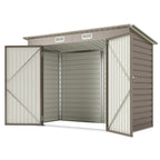 3.7 x 7.9ft Galvanised Steel Shed, with Latched Door and Padlock - Light Grey Outsunny