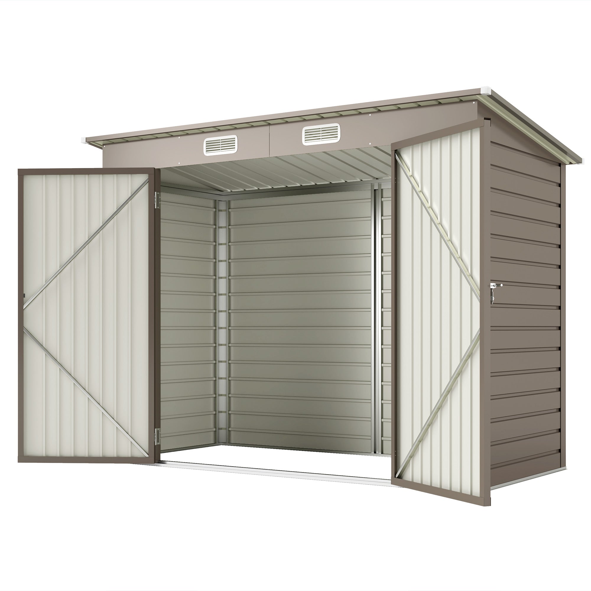 3.7 x 7.9ft Galvanised Steel Shed, with Latched Door and Padlock - Light Grey Outsunny