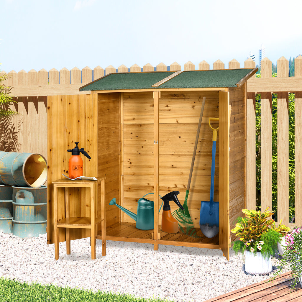 139 x 75 Fir Wood Garden Shed, with Asphalt Roof - Natural