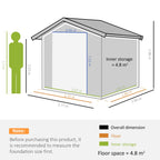9 x 6FT Outdoor Garden Roofed Metal Storage Shed Tool Box with Foundation Ventilation & Doors Light Outsunny
