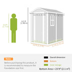 4 x 6ft Garden Shed, Plastic Shed with Floor, Window, Lockable Door and Vents, Resin Tool Shed for Outdoor Patio Storage, Zero Maintenance, Grey Outsunny